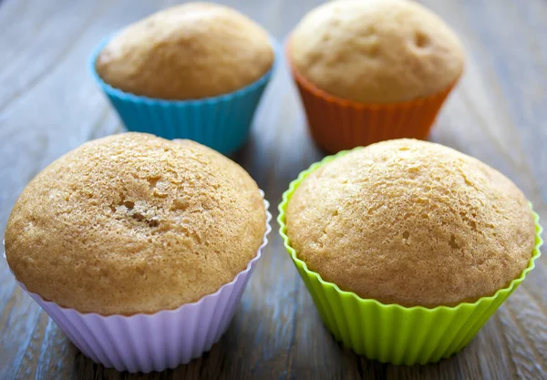 Closeup Shot Cupcakes Wooden Table — Stock Photo, Image