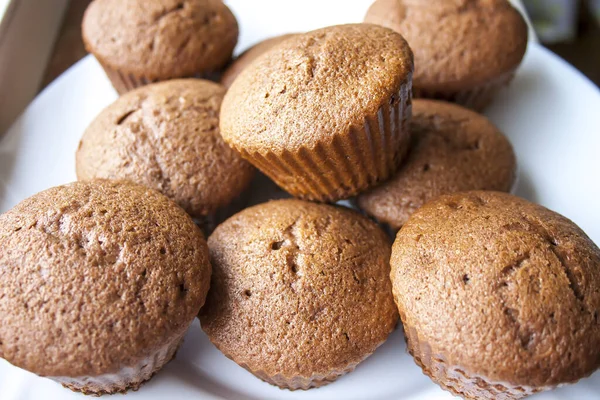 Primer Plano Deliciosos Cupcakes Chocolate — Foto de Stock