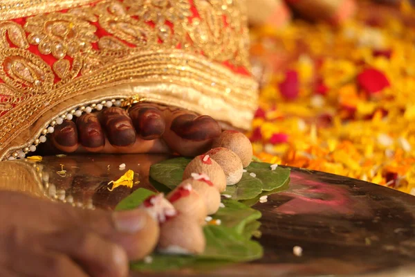 Piękne Szczegóły Indyjskiego Ślubu — Zdjęcie stockowe