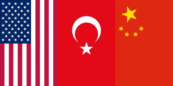 アメリカ トルコ 中国の国旗を背景に — ストック写真