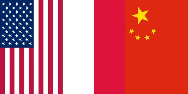 Σημαίες Ηπα Πολωνίας Και Κίνας Για Υπόβαθρα — Φωτογραφία Αρχείου