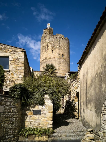 Pohled Donjon Vesnice Montpeyroux Departement Puy Dome Francie — Stock fotografie