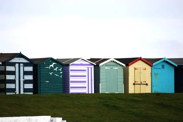 Знімок Різнокольорових Будиночків Пляжі Брайтон Біч Мельбурн — стокове фото