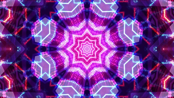 Vykreslení Futuristické Kaleidoskopické Chodby Směrem Portálu Barevnými Neonovými Světly — Stock fotografie