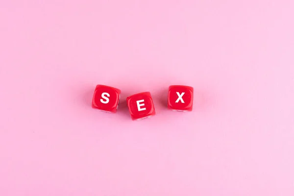 Top View Red Blocks Word Sex Pink Background — Stock Photo, Image