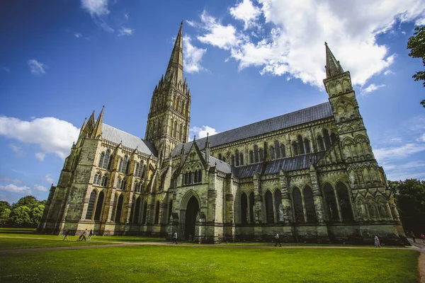 Majestuosa Catedral Salisbury Catedral Iglesia Santísima Virgen María Salisbury Inglaterra — Foto de Stock