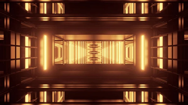 Rendu Couloir Avec Des Formes Géométriques Des Lumières Led Brillant — Photo