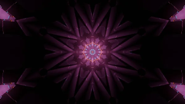 黒い背景に輝く紫の幾何学的形状の3Dレンダリング — ストック写真