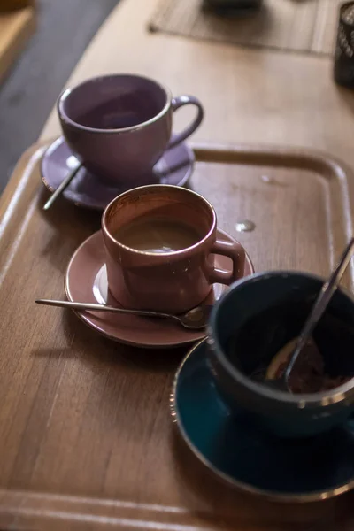 Vertical Shot Clay Coffee Cups — Stock Photo, Image