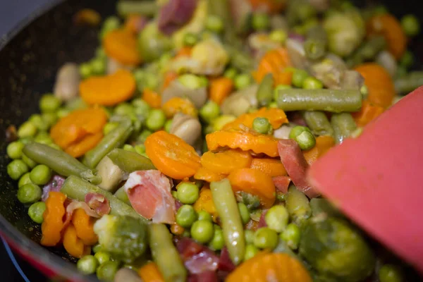 Closeup Shot Stir Fried Vegetables Pan — Stock Photo, Image