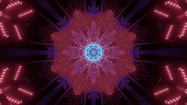 Тривимірне Відображення Геометричних Фігур Світло Червоними Фіолетовими Світлодіодними Ліхтарями Ідеально — стокове фото