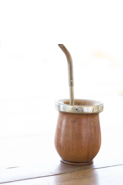 Traditional Mate Caffeine Rich Infused Drink Palo Santo Wood Cup —  Fotos de Stock