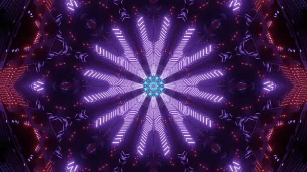 Rendering Geometric Shapes Glowing Red Purple Led Lights Perfect Sci — Zdjęcie stockowe