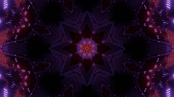 Rendering Futuristic Kaleidoscope Patterns Black Purple Vibrant Colors — Fotografia de Stock