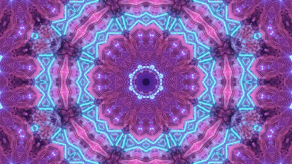 Rendering Futuristic Kaleidoscope Patterns Neon Blue Purple Vibrant Colors — 스톡 사진