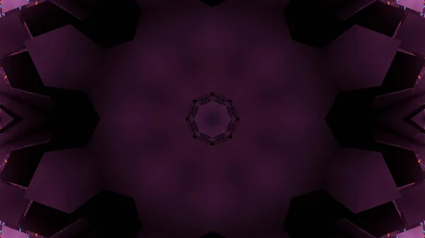 Rendering Futuristic Kaleidoscope Patterns Black Purple Vibrant Colors — Stock fotografie