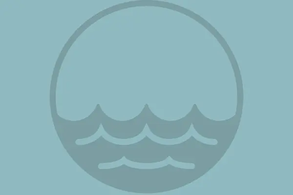 Cerchio Con Onde Marine Uno Sfondo Azzurro — Foto Stock