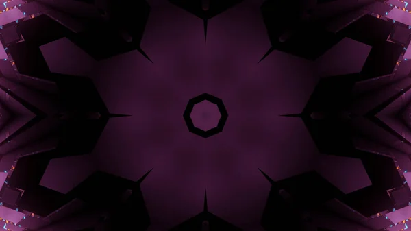Eine Wiedergabe Futuristischer Kaleidoskopmuster Schwarz Und Lila Leuchtenden Farben — Stockfoto