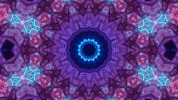 Rendering Futuristic Kaleidoscope Patterns Neon Blue Purple Vibrant Colors — Stockfoto