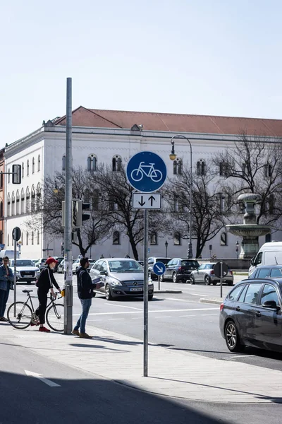 Munich Γερμανία Ιουν 2021 Bycicle Street Υπογράψει Στο Μόναχο Ένα — Φωτογραφία Αρχείου