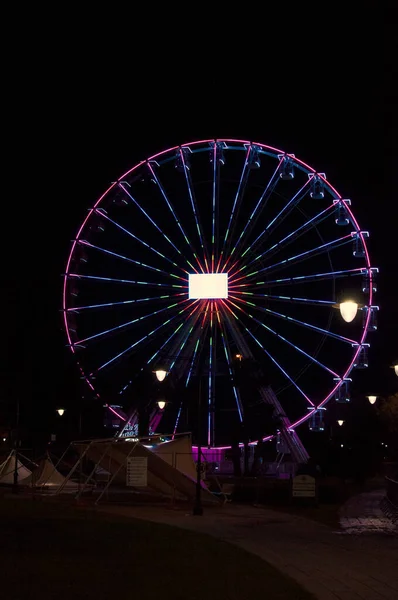 Ferris Wheel Amusement Park Night — Stock fotografie