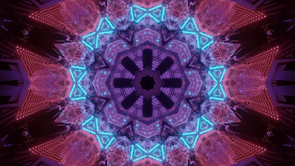 Rendering Futuristic Kaleidoscope Patterns Maroon Purple Vibrant Colors — Foto de Stock