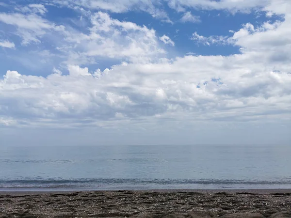 Scenic View Blue Ocean Cloudy Sky Background Malaga Spain — Stok fotoğraf