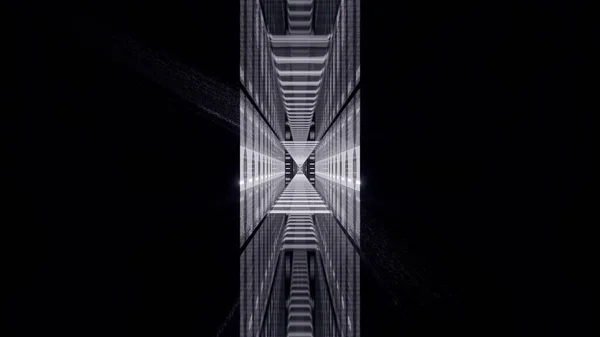 Rendering Futuristic Tunnel Neon Black White Vibrant Colors — 스톡 사진