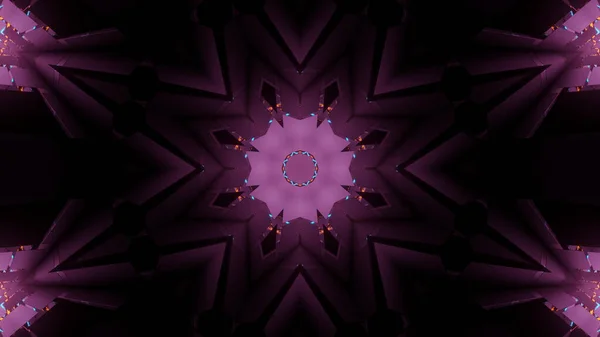 Rendering Futuristic Kaleidoscope Patterns Black Purple Vibrant Colors — 스톡 사진