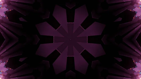 Rendering Futuristic Kaleidoscope Patterns Black Purple Vibrant Colors — Foto de Stock