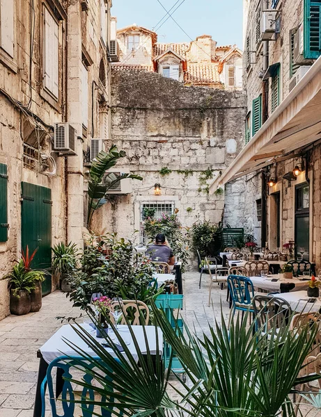 Restaurant Set Street Split Croatia District Ancient Roman Emperor Diocletian — Φωτογραφία Αρχείου