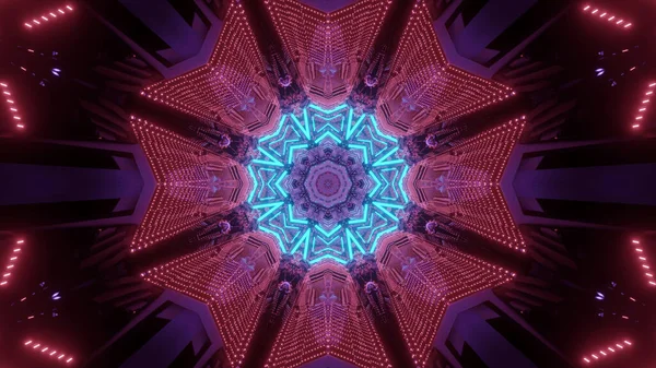 Eine Wiedergabe Futuristischer Kaleidoskopmuster Kastanienbraunen Und Lila Leuchtenden Farben — Stockfoto