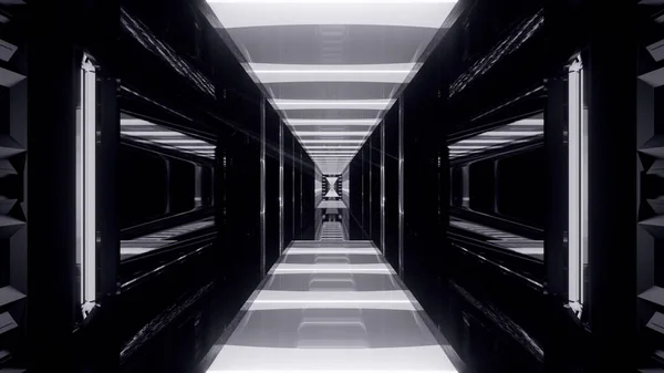 Eine Darstellung Eines Futuristischen Tunnels Neon Schwarz Und Weiß Lebendigen — Stockfoto