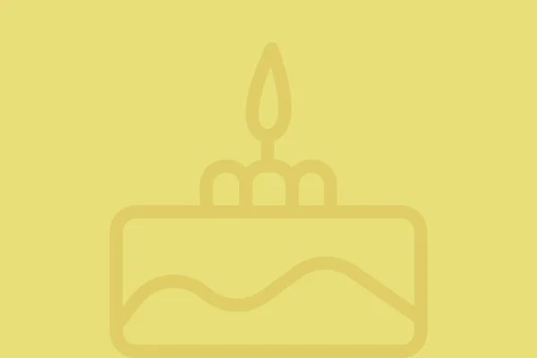Birthday Cake Outline Bright Yellow Background — Zdjęcie stockowe