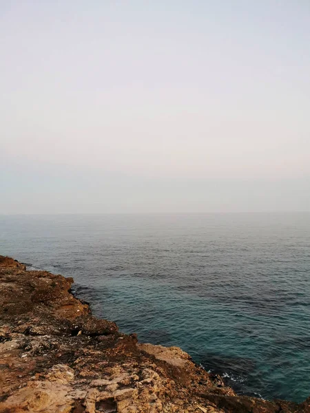 Scenic View Blue Ocean Enveloped Fog Nerja Spain — Stockfoto