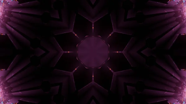 Rendering Futuristic Kaleidoscope Patterns Black Purple Vibrant Colors — 스톡 사진