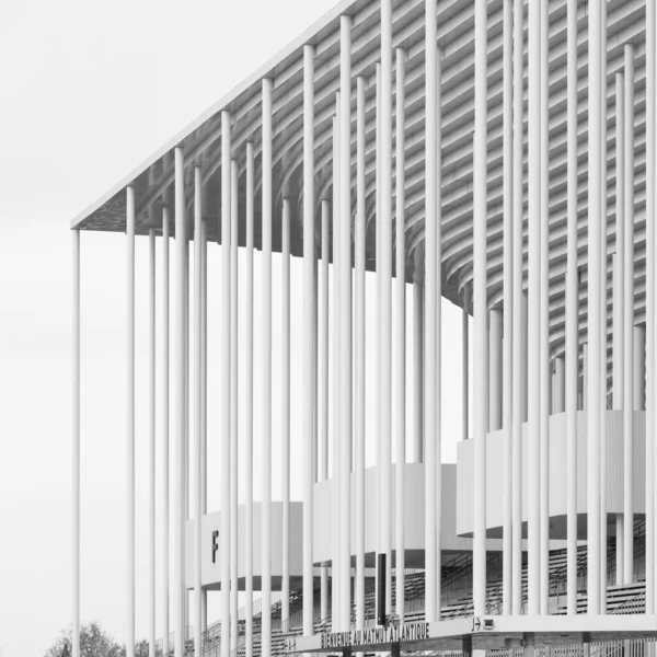 Vertical Grayscale Shot Architectural Details Matmut Atlantique Stadium Bordeaux France — Fotografia de Stock