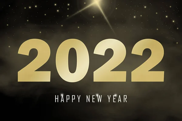 Illustration Golden 2022 Text Happy New Year Starry Foggy Background —  Fotos de Stock