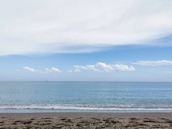 Scenic View Blue Ocean Cloudy Sky Background Malaga Spain — Zdjęcie stockowe