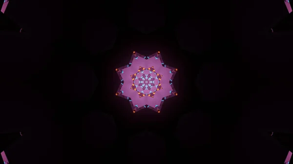 Rendering Futuristic Kaleidoscope Patterns Black Purple Vibrant Colors — Stok fotoğraf