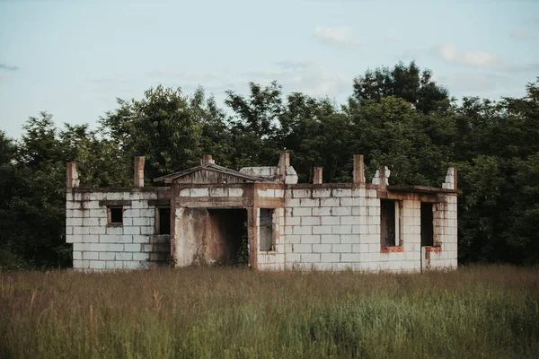 Стара Пошкоджена Покинута Будівля Лісі — стокове фото