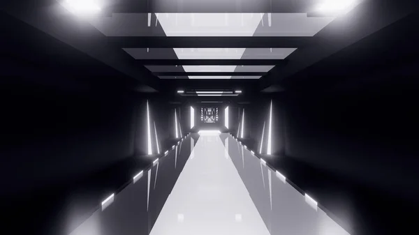 Рендеринг Футуристических Моделей Туннелей Черно Белых Ярких Цветах — стоковое фото