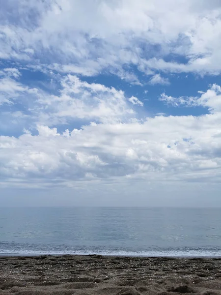 Scenic View Blue Ocean Cloudy Sky Background Malaga Spain — Fotografia de Stock