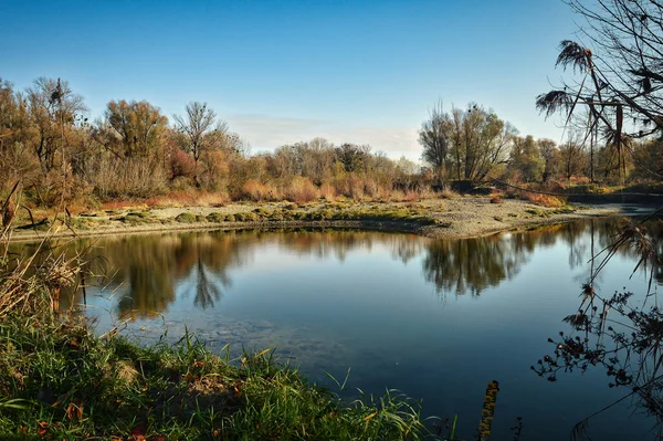 Landschaftsbild Der Österreichischen Donau Wildes Naturschutzgebiet Mit Wasserseite Bäumen Pfad — Stockfoto