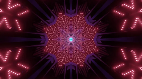 Eine Wiedergabe Futuristischer Kaleidoskopmuster Schwarz Und Lila Leuchtenden Farben — Stockfoto