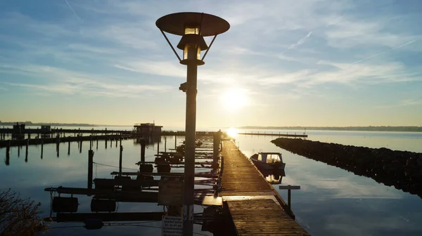 Beautiful Background Vintage Street Light Pier Sunset — Photo