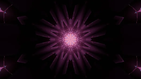 Rendering Futuristic Kaleidoscope Patterns Black Purple Vibrant Colors — Stock Photo, Image