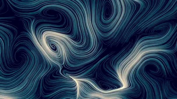 Animation Lignes Courbes Abstraites Blanches Sur Fond Noir Évoluant Spirale — Video