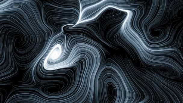 Animación Líneas Curvas Abstractas Blancas Sobre Fondo Negro Evolucionando Espiral — Vídeos de Stock