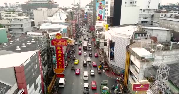 Drone Luchtbeelden Van Chinatown Bangkok Thaila — Stockvideo